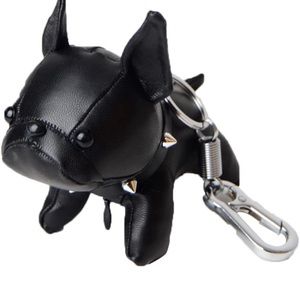 French bulldog PU leather dog keychain w/metal ring car key ring pendant bag